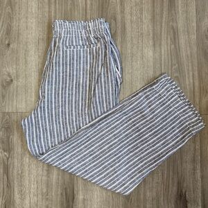 Women’s Briggs Striped Lightweight Linen Blend Pants/Trousers Size L
